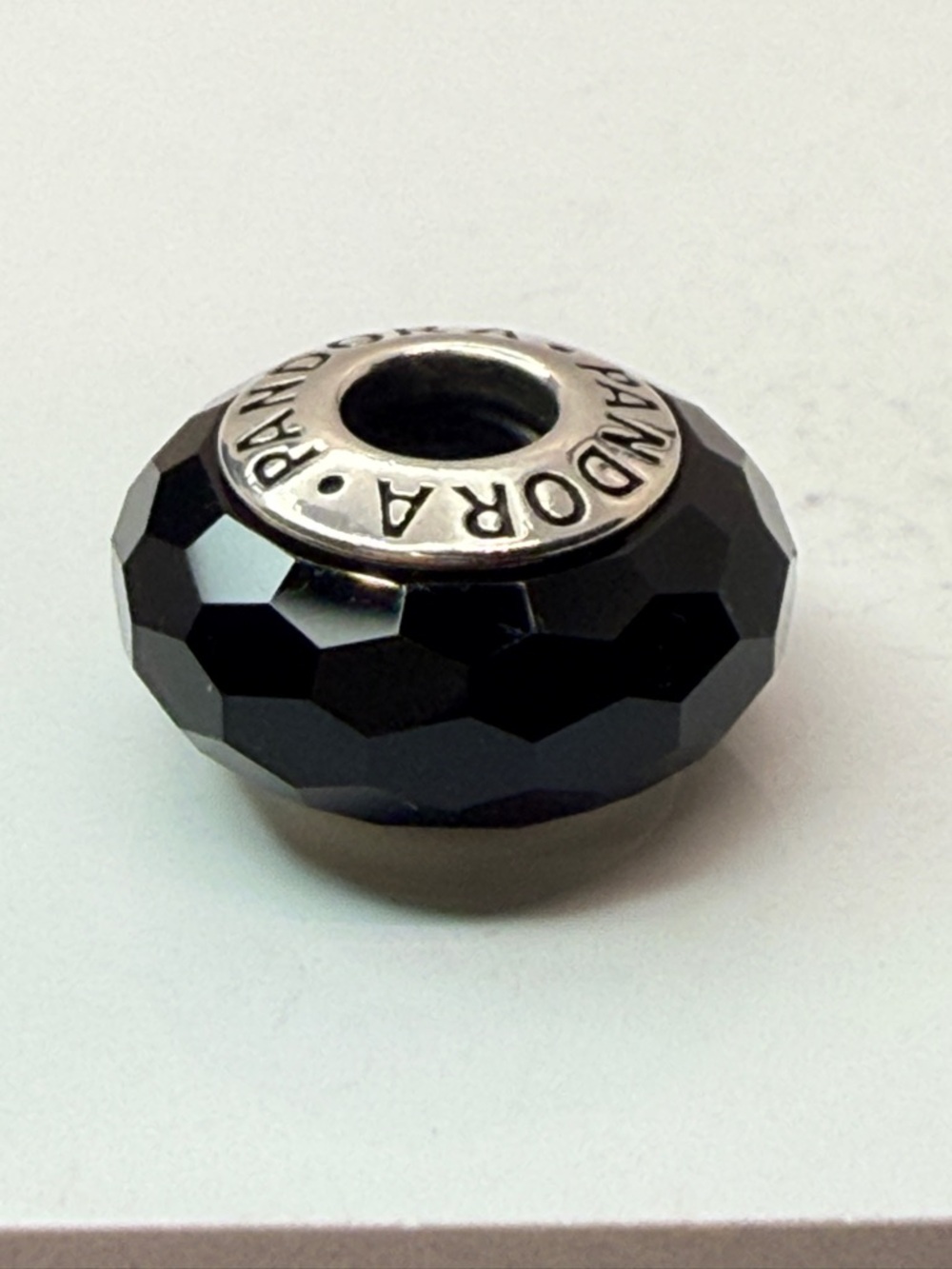 Retired Pandora Fascinating Black Murano Glass Charm ALE 925